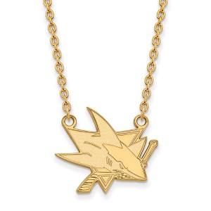 Black Bow Jewelry 14k Yellow Gold Plated Sterling Silver San Jose Sharks NHL Necklace 18 Inch - 1 of 4