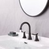 8" Widespread Bathroom Sink Faucet Oil Rubbed Bronze Lavatory Faucet 360° Swivel Spout Basin Faucets with Pop Up Drain Assembly and Water Supply Hoses - 3 of 4