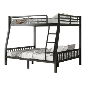 TiramisuBest Black Full XL Over Queen Metal Bunk Bed with Ladder and Slats Support - Ideal for Adults and Teens, Sturdy and Easy to Assemble - 1 of 4