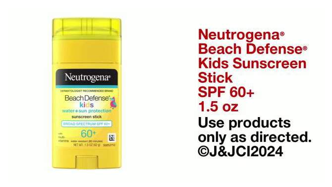 Neutrogena Beach Defense Water Resistant Kids&#39; Sunscreen Stick - SPF50 - 1.5oz, 2 of 10, play video