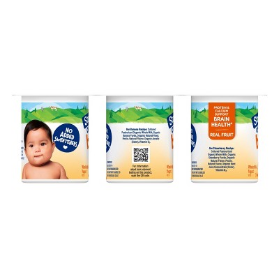 Stonyfield Organic YoBaby Whole Milk Baby Yogurt Cups Banana and Strawberry - 24oz/6ct