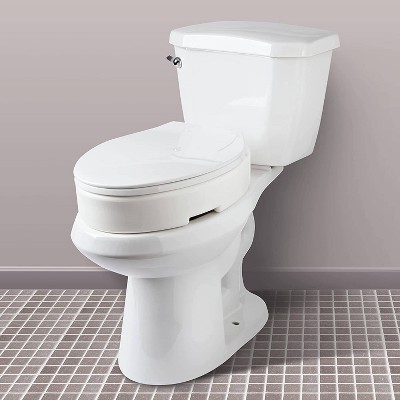 White Hinged Toilet Seat Riser with Adjustable Height