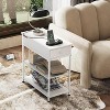 Side Table with 2 USB Ports and 2 Outlets, Flip Top End Table with Drawer and Storage Shelves, End Stand with Charging Station - 2 of 4