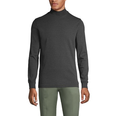 Lands' End Men's Cotton Supima Mock Turtleneck - Small - Dark Charcoal ...