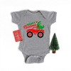 The Juniper Shop Christmas Dino Truck Baby Bodysuit - 6 Month - Heather Grey - 2 of 3
