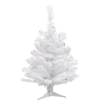 Northlight 2' Pre-Lit Small White Pine Artificial Christmas Tree, Green Lights
