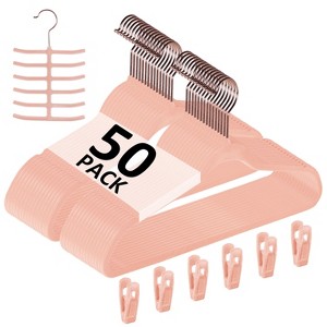 VECELO 25/30/50/60/100 pk Velvet Clothes Hangers Non Slip & Space-Saving Clothes Hangers with Finger Clips & Tie Rack 9 Color - 1 of 4