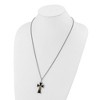 Chisel Stainless Steel with 14K Gold Accent with Black Enamel Crucifix Pendant on a 24" Curb Chain Necklace - 4 of 4