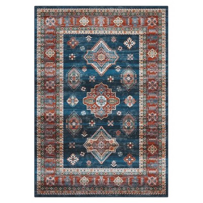 Washable Vintage Rug Non Slip Low Pile Rug Soft Throw Floor Cover Foldable Indoor Carpet for Living Room Bedroom Office