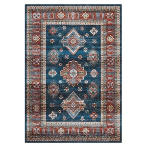 Washable Vintage Rug Non Slip Low Pile Rug Soft Throw Floor Cover Foldable Indoor Carpet for Living Room Bedroom Office - 1 of 4