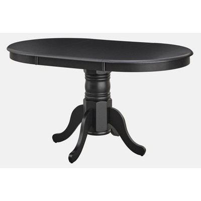 Matte Black Rubberwood Farmhouse Dining Set with 4 Chairs