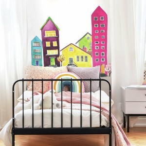 RoomMates Watercolor Village Peel and Stick Wall Decal - 1 of 4