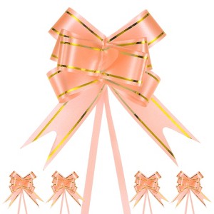 Unique Bargains Plastic Durable Glossy Appearance Waterproof Gift Wrap Satin Pull Bows 100 Count - 1 of 4