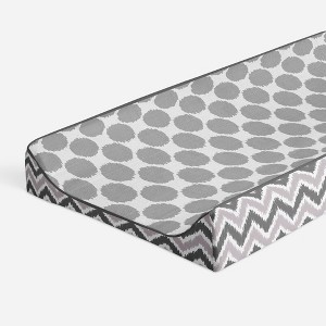 Bacati - Ikat Zigzag Gray Dots Muslin Changing Pad Cover - 1 of 4