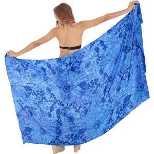LA LEELA Women's Summer Bikini Wraps Beach Wrap Coverup Sarong Skirt Bathing suit Swimsuit Swimwear Cover Up for Women One Size Blue, Floral - 1 of 4