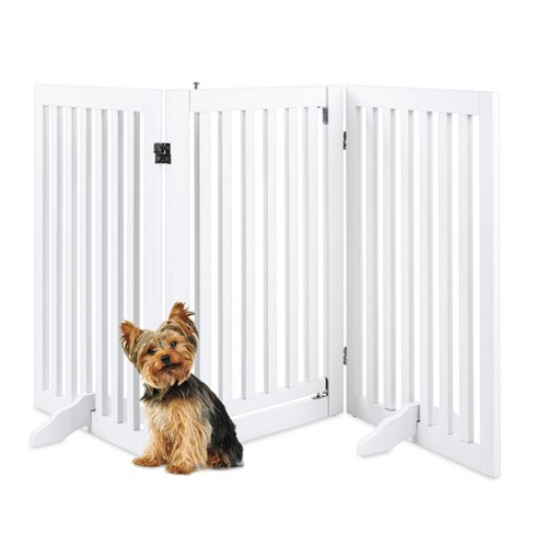 Dog gate with walk through outlet door