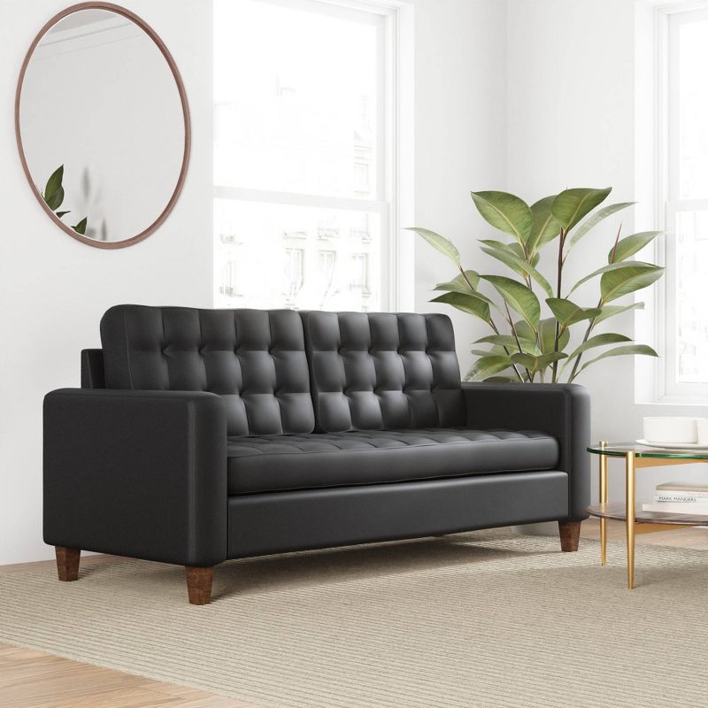 76” Brynn Upholstered Square Arm Sofa with Buttonless Tufting - Brookside Home, 1 of 19