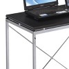 INFURNIC Writing Desk Modern Desk with Chrome Metal Frame and Spacious Open Storage Shelves, Black, 20"*47"*54" - 3 of 4