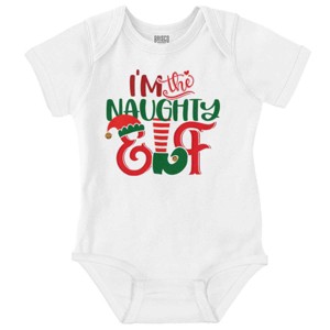 Christmas I'm The Naughty Elf Xmas Baby Romper Boys or Girls Brisco Brands - 1 of 4