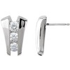 Pompeii3 1 3/8 CT 3 Stone Diamond Earrings Studs 14K White Gold - 3 of 4