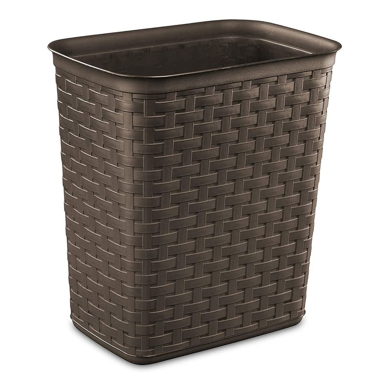 Sterilite 3.4 Gallon Weave Wastebasket, Small, Decorative Trash Can for the Bathroom, Bedroom, Dorm Room, or Office, Espresso Brown, 12-Pack, 1 of 5