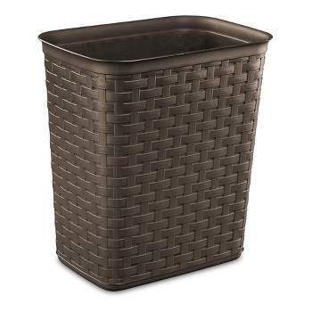 Sterilite 3.4 Gallon Weave Wastebasket, Small, Decorative Trash Can for the Bathroom, Bedroom, Dorm Room, or Office, Espresso Brown, 18-Pack