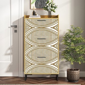 Resenkos Yardi Yard Wood Shoe Storage Cabinet, Narrow Closet Shoe Organizer Rack for Entryway, Brown - 1 of 4