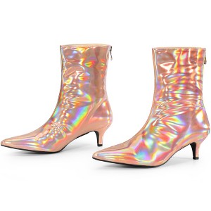 Perphy Women's Pointy Toe Side Zip Kitten Heels Ankle Boots - 1 of 3