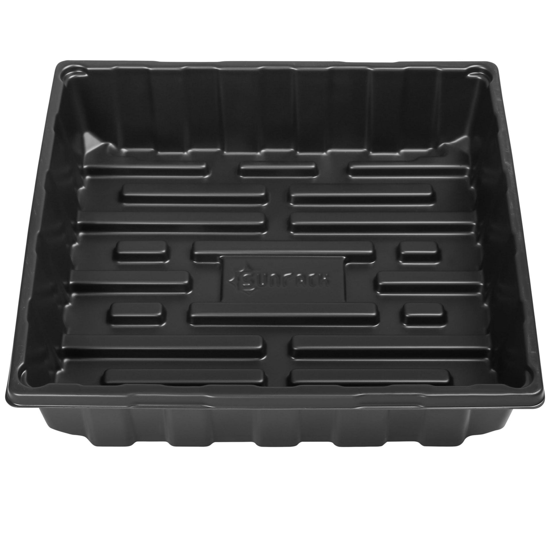 SUNPACK 10" x 10" Extra Strength Plastic Seed Starting Tray, Black, 2.5"