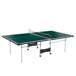 Lancaster 4 Piece Official Tournament Size 108 x 60 x 30 Inches Indoor Folding Table Tennis Ping Pong Game Table with Net and Posts, Green