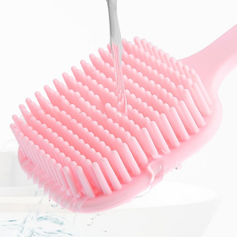 Unique Bargains Soft Silicone Bath Brush Non-Slip Back Scrubber with Long Handle for Men and Women, 3 of 4