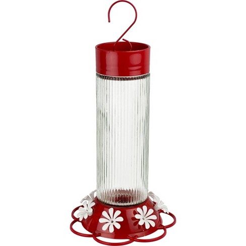 Nature's Way 28oz Ribbed Rose Glass Hummingbird Feeder: Easy Clean ...