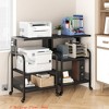 Home Office 3-Tier Large Printer Stand w/ Power Outlets & USB Ports, Industrial Rolling Printer Cart w/ Heavy Duty Metal Frame & Adjustable Shelf - 3 of 4