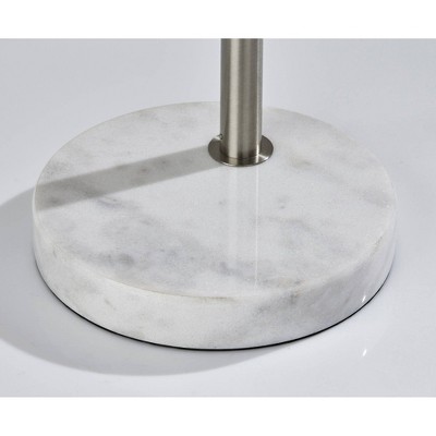 71" Adjustable White Marble Base Arc Lamp with Linen Shade