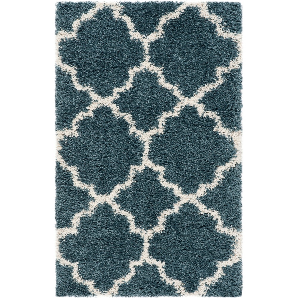 2'3inx3'9in Quatrefoil Design Loomed Accent Rug Slate Blue/Ivory - Safavieh