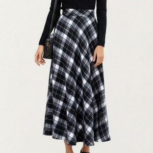 Anna-Kaci Women’s Plaid Maxi Skirt with Soft Flowing Drape, Flattering A-Line Silhouette, and Comfortable Stretch Waistband Detail - 1 of 4
