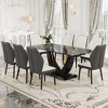 NicBex 9 Piece Black Marble Pattern Tempered Glass Dining Set with 8 PU Chairs for Dining Meeting Room - 2 of 4