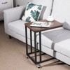 End Table, C Shaped TV Tray with Metal Frame Rolling Casters for Coffee Laptop Mobile Tablet, Industrial Side Table - 4 of 4