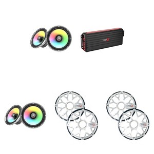 Cerwin Vega Marine VCU84 Amplifier with (2) SM8F4 RPM Stroker 8" Marine RGB Speakers and Black/Stainless Grilles - 1 of 4