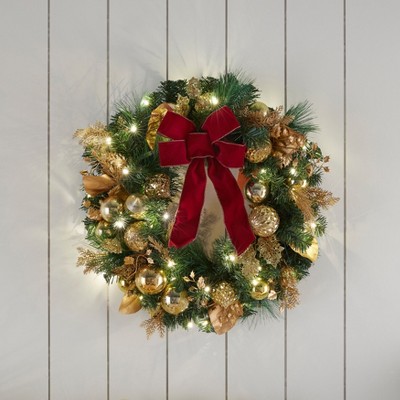 BrylaneHome Pre-Lit Regal 24" Wreath