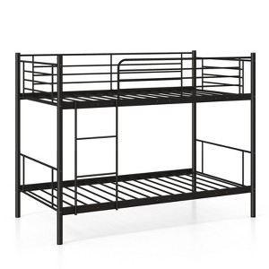 Infans Metal Twin Over Twin Bunk Bed with Built-in Ladder Safety Guardrail Black - 1 of 4