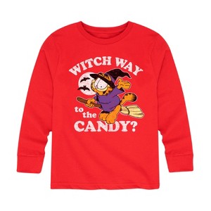 Boys' - Garfield - Witch Way To The Candy Long Sleeve Graphic T-Shirt - 1 of 4