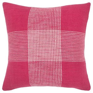 Plaid Poly Filled Square Pillow Hot Pink - Rizzy Home