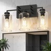 DORESshop 18 in. 3-Light Black Farmhouse Bathroom Vanity Light with Glass Shades - 3 of 4