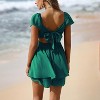 EXLURA Women's Summer Ruffle Short Sleeve Tie Back Romper Dress Square Neck A Line Cute Dressy Short Jumpsuits - 2 of 4