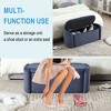 CAVINAS Modern Pull-Open Top Corduroy Ottoman Bench,Upholstered Oval Storage Ottoman for Living Room,Bedroom - 3 of 4