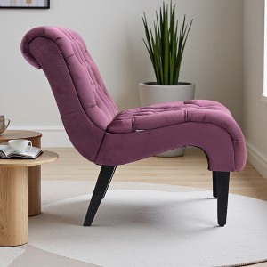 Velvet Armless Accent Chair with Button Tufted Upholstery - 1 of 4