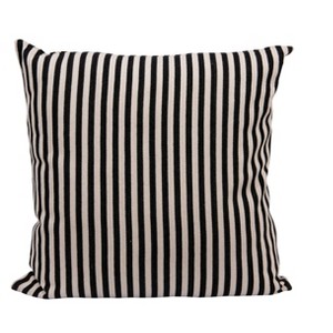 Storied Home Woven Cotton Striped Pillow, Black and Cream - 1 of 4