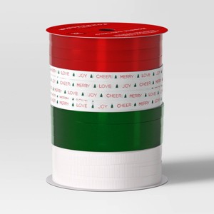 7 End Christmas Curl Ribbon 70' Red/Green/White - Wondershop™ - 1 of 3