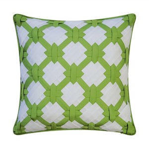 18"x18" Edie@Home 2-Tone Intricate Woven Square Indoor Outdoor Throw Pillow Green: Abstract Design, Polyester Fill, Zippered - 1 of 4